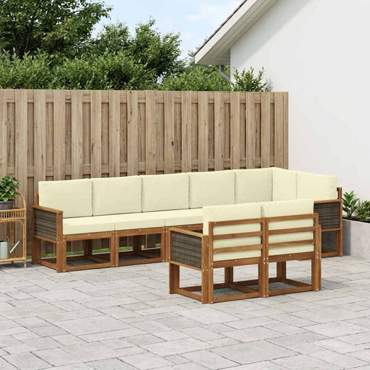 Udendørs sofagruppe med pude 8 pcs Naturlig og Fløde Polyester