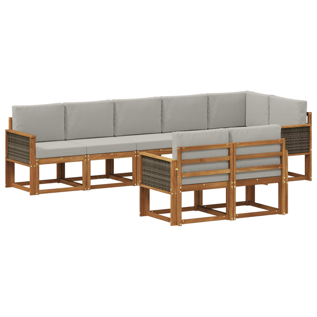 Udendørs sofagruppe 8 pcs Naturfarvet og lysegrå Polyester