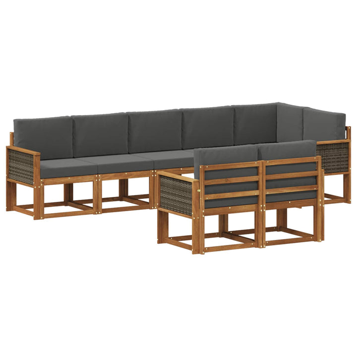 Udendørs sofagruppe 8 pcs Naturlig og Antracit Polyester