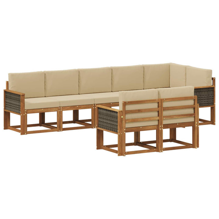 Udendørs sofagruppe med pude 8 pcs Naturlig og Beige Polyester