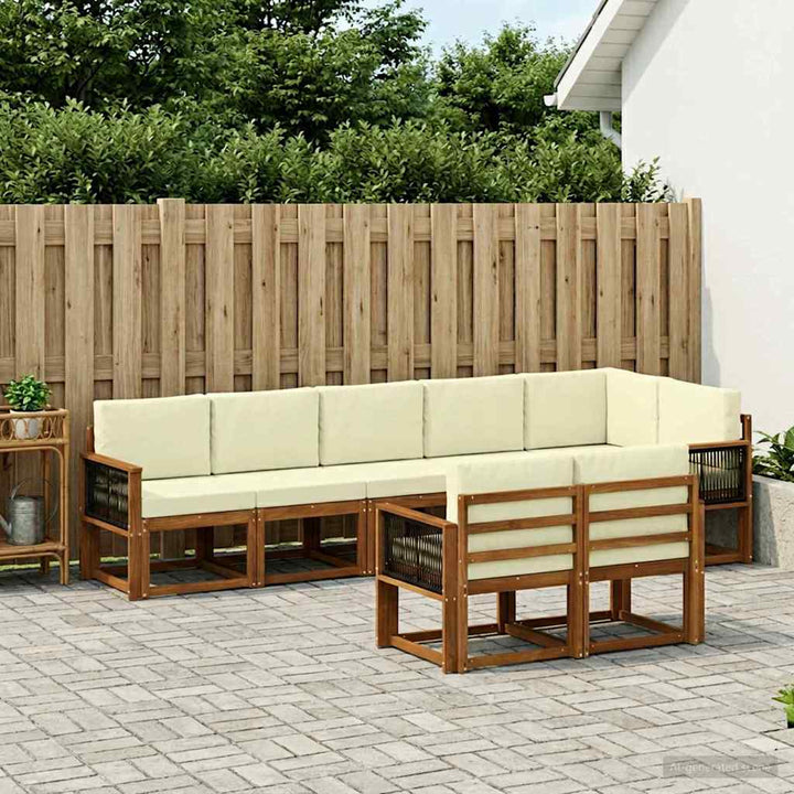 Udendørs sofagruppe med pude 8 pcs Naturlig og Fløde Polyester