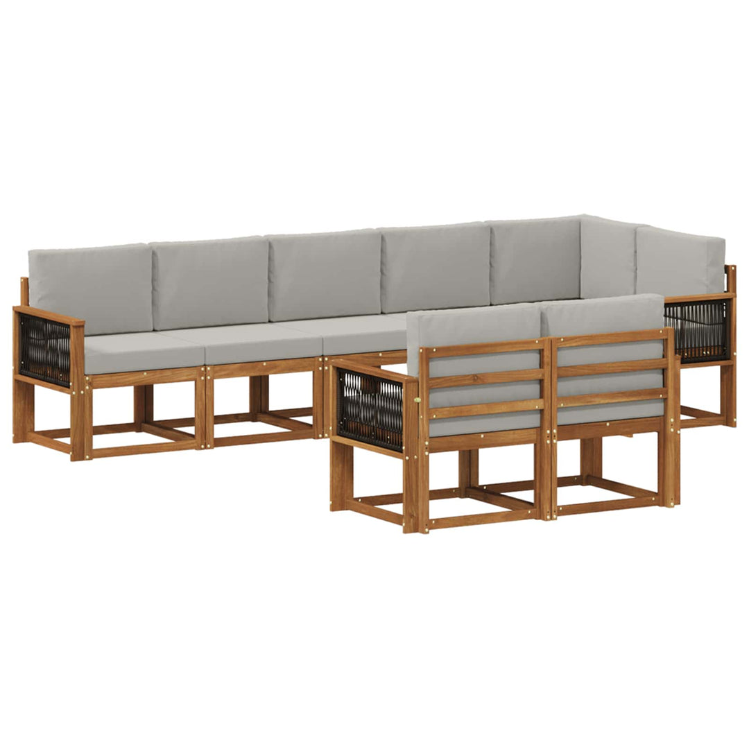 Udendørs sofagruppe 8 pcs Naturfarvet og lysegrå Polyester