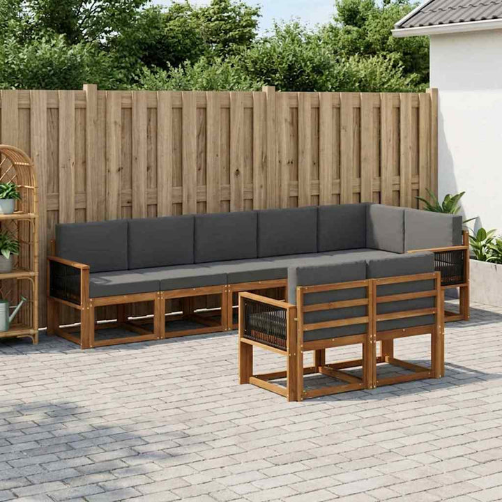 Udendørs sofagruppe 8 pcs Naturlig og Antracit Polyester