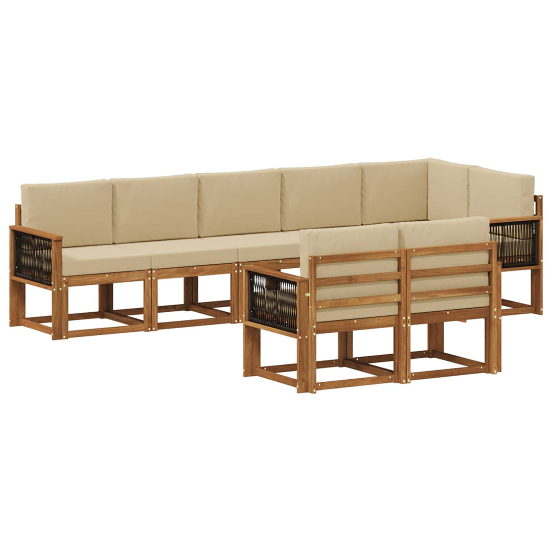 Udendørs sofagruppe med pude 8 pcs Naturlig og Beige Polyester
