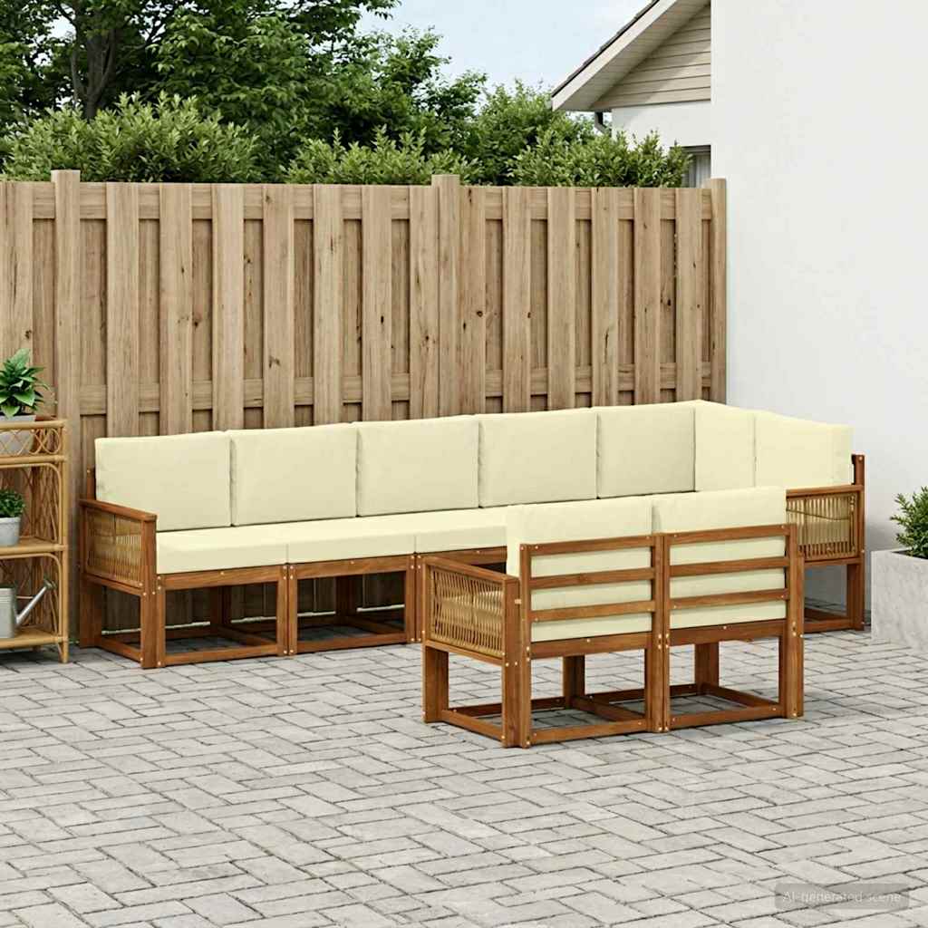 Udendørs sofagruppe med pude 8 pcs Naturlig og Fløde Polyester