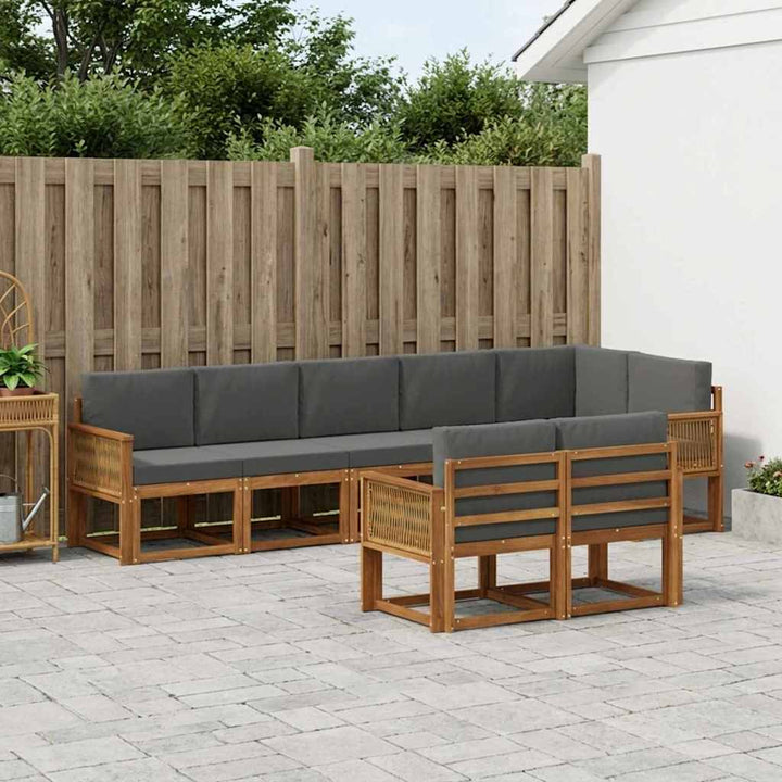 Udendørs sofagruppe 8 pcs Naturlig og Antracit Polyester