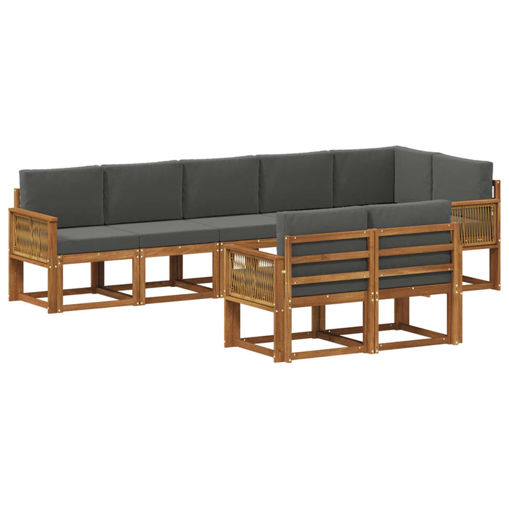 Udendørs sofagruppe 8 pcs Naturlig og Antracit Polyester