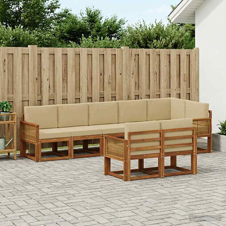 Udendørs sofagruppe med pude 8 pcs Naturlig og Beige Polyester