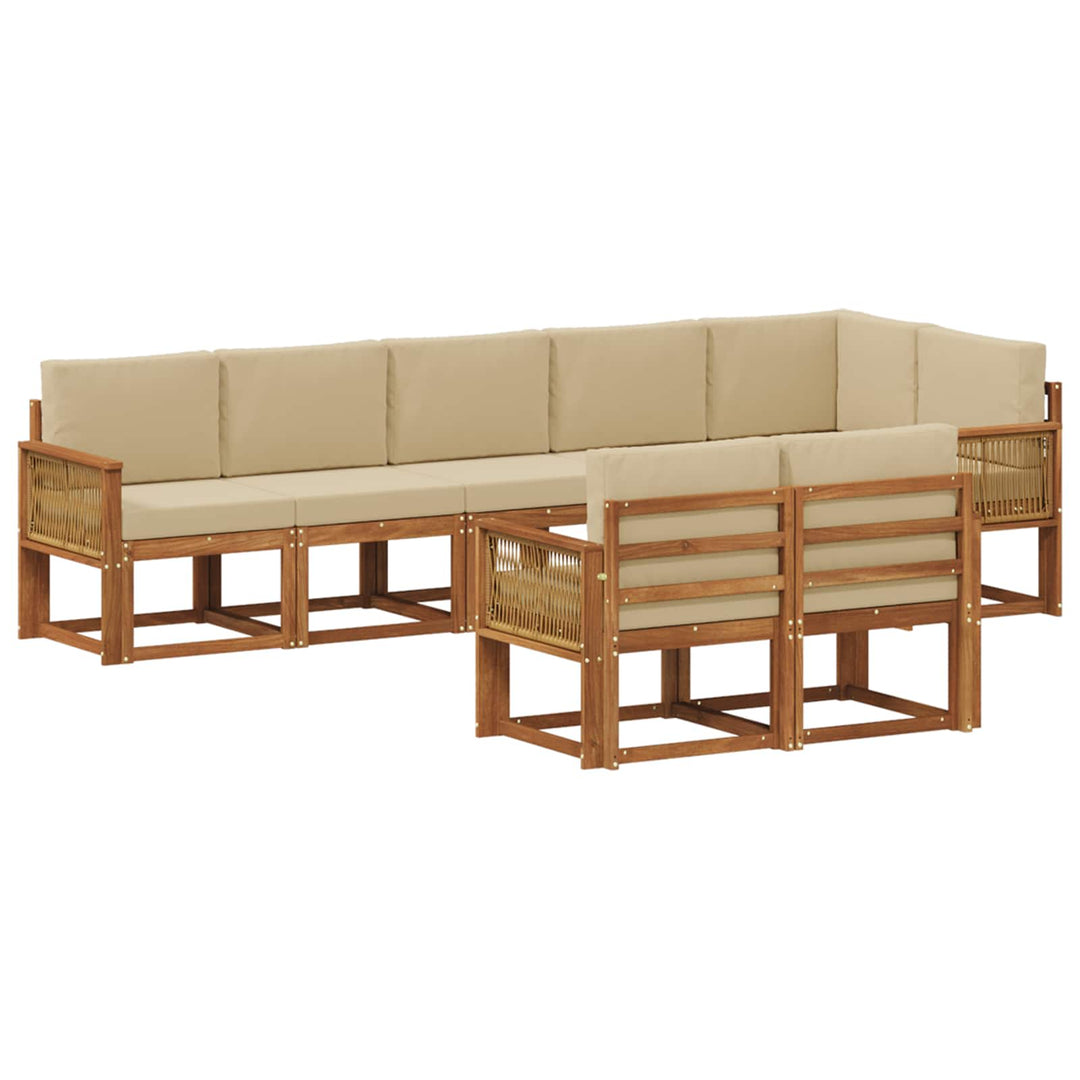 Udendørs sofagruppe med pude 8 pcs Naturlig og Beige Polyester