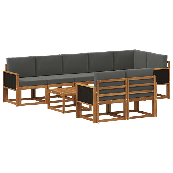 Udendørs sofagruppe 9 pcs Naturlig og Antracit Polyester