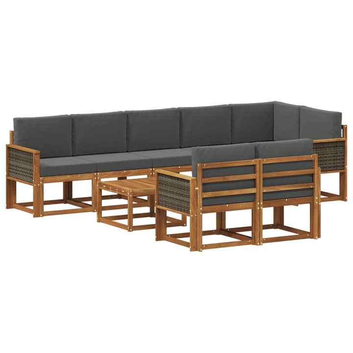 Udendørs sofagruppe 9 pcs Naturlig og Antracit Polyester