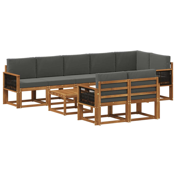 Udendørs sofagruppe 9 pcs Naturlig og Antracit Polyester