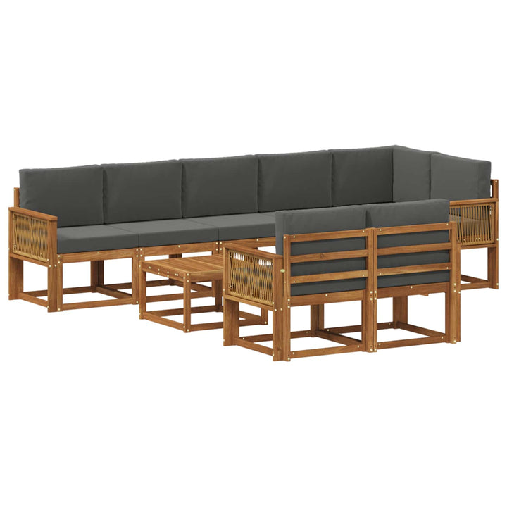 Udendørs sofagruppe 9 pcs Naturlig og Antracit Polyester