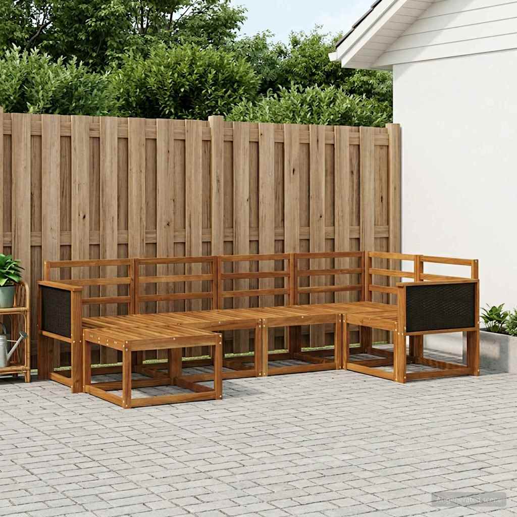 Udendørs sofagruppe 6 pcs Naturfarvet Massivt Akacietræ