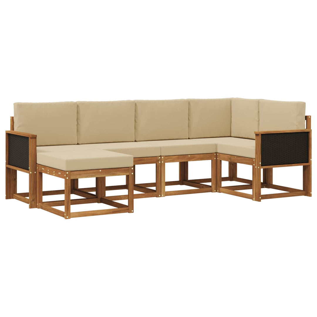 Udendørs sofagruppe 6 pcs Naturlig og Beige Massivt Akacietræ