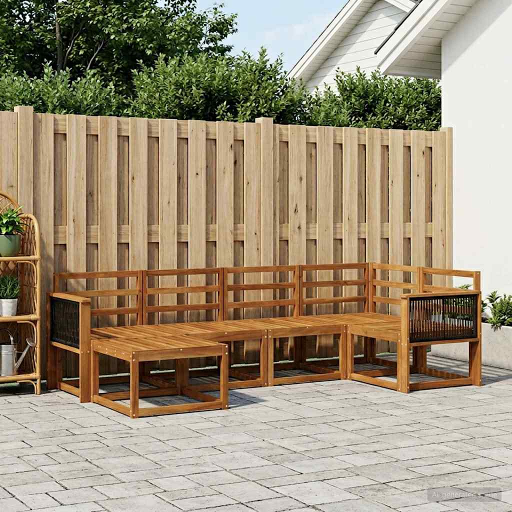 Udendørs sofagruppe 6 pcs Naturfarvet Massivt Akacietræ