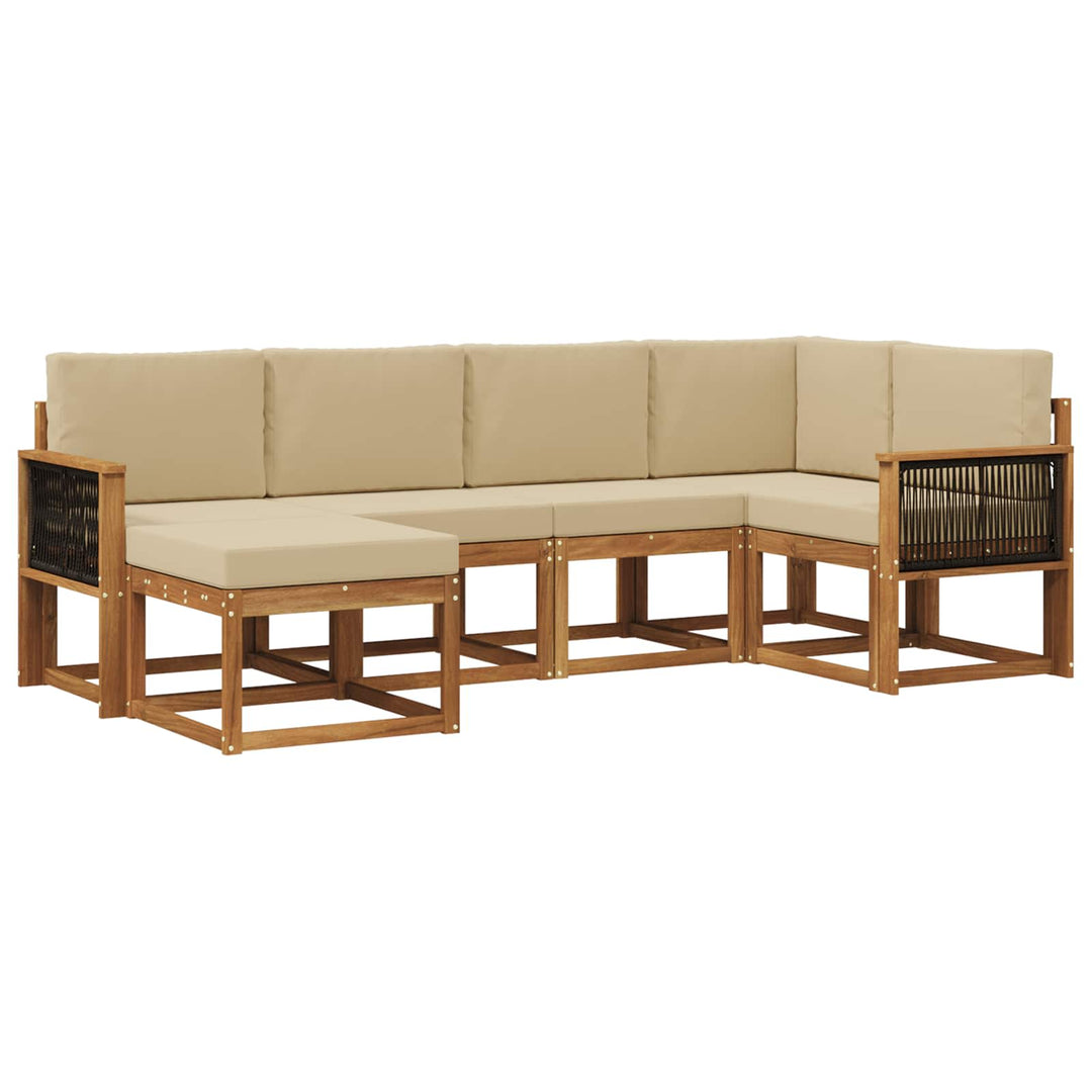 Udendørs sofagruppe 6 pcs Naturlig og Beige Massivt Akacietræ