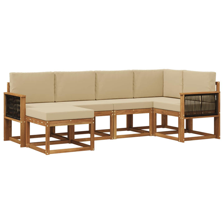 Udendørs sofagruppe 6 pcs Naturlig og Beige Massivt Akacietræ