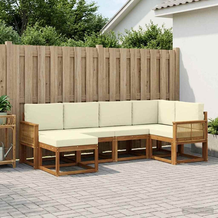 Udendørs sofagruppe med pude 6 pcs Naturlig og Fløde Polyester