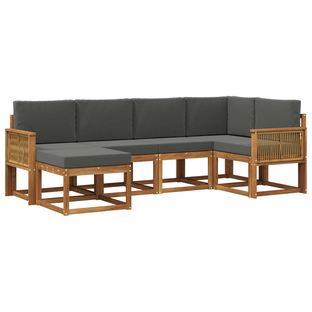 Udendørs sofagruppe 6 pcs Naturlig og Antracit Polyester