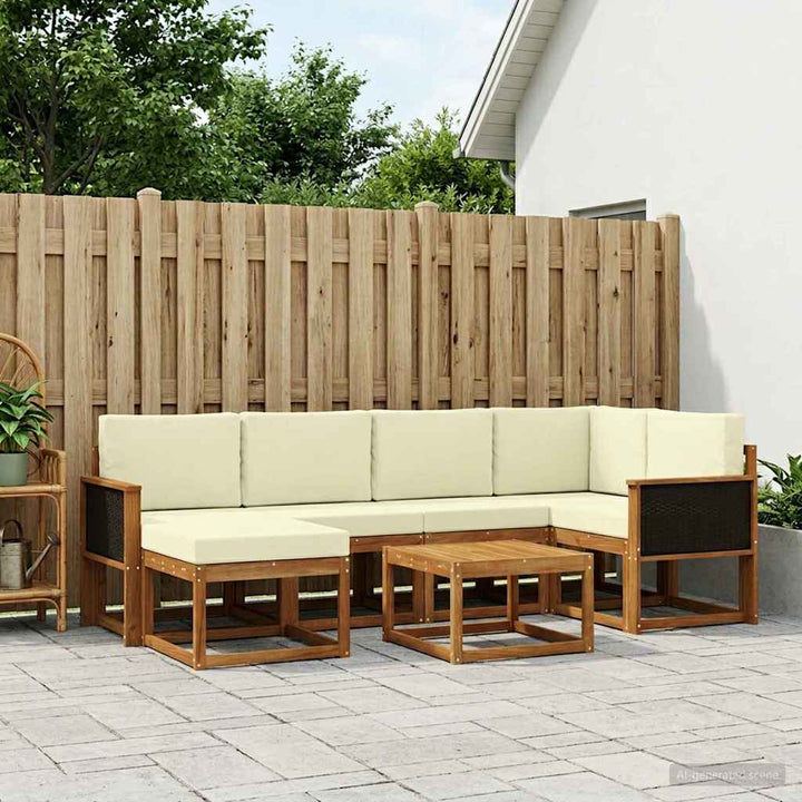 Udendørs sofagruppe 7 pcs Naturlig og Fløde Massivt Akacietræ