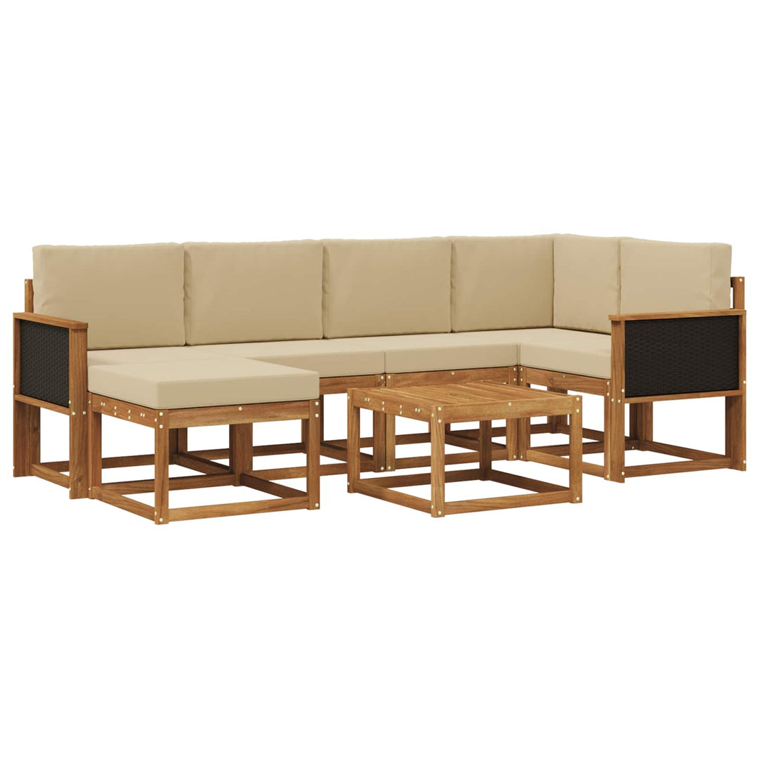 Udendørs sofagruppe 7 pcs Naturlig og Beige Massivt Akacietræ