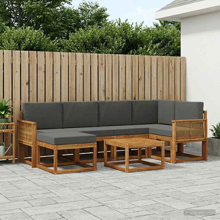 Udendørs sofagruppe med pude 7 pcs Naturlig og Antracit