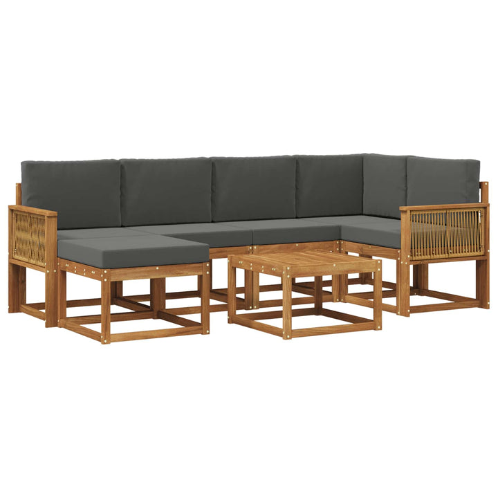 Udendørs sofagruppe med pude 7 pcs Naturlig og Antracit