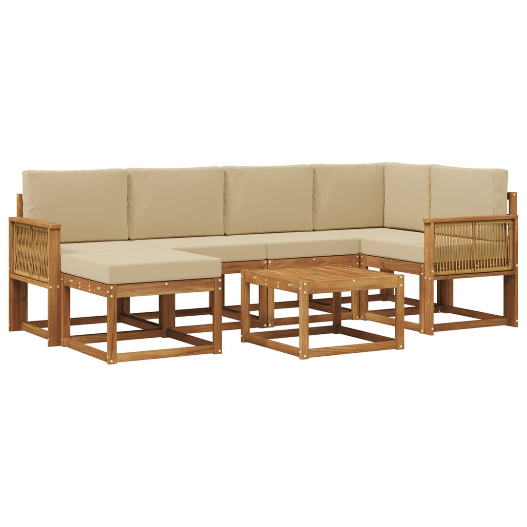Udendørs sofagruppe 7 pcs Naturlig og Beige Massivt Akacietræ