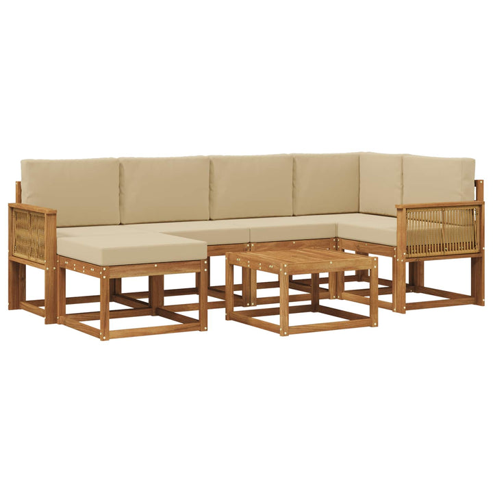Udendørs sofagruppe 7 pcs Naturlig og Beige Massivt Akacietræ