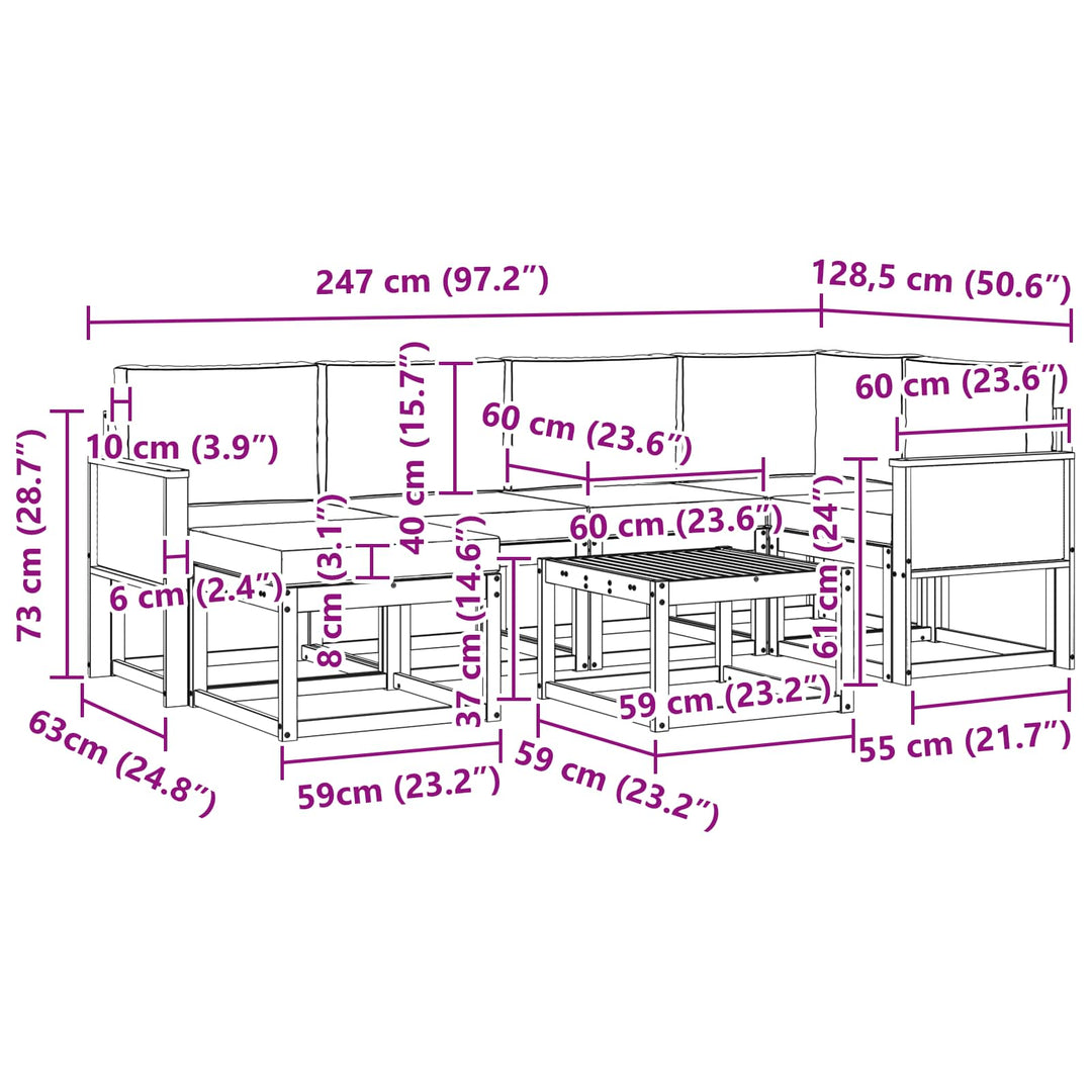 Udendørs sofagruppe 7 pcs Naturlig og Beige Massivt Akacietræ