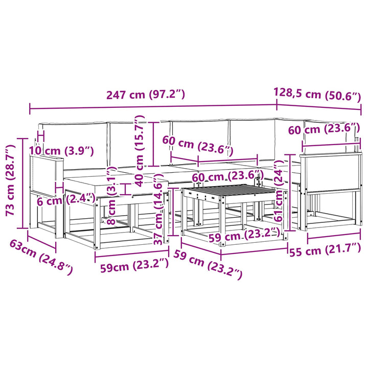 Udendørs sofagruppe 7 pcs Naturlig og Beige Massivt Akacietræ