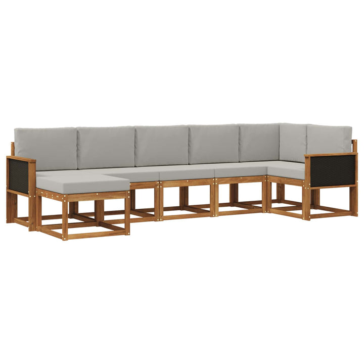 Udendørs sofagruppe 7 pcs Naturfarvet og lysegrå Polyester