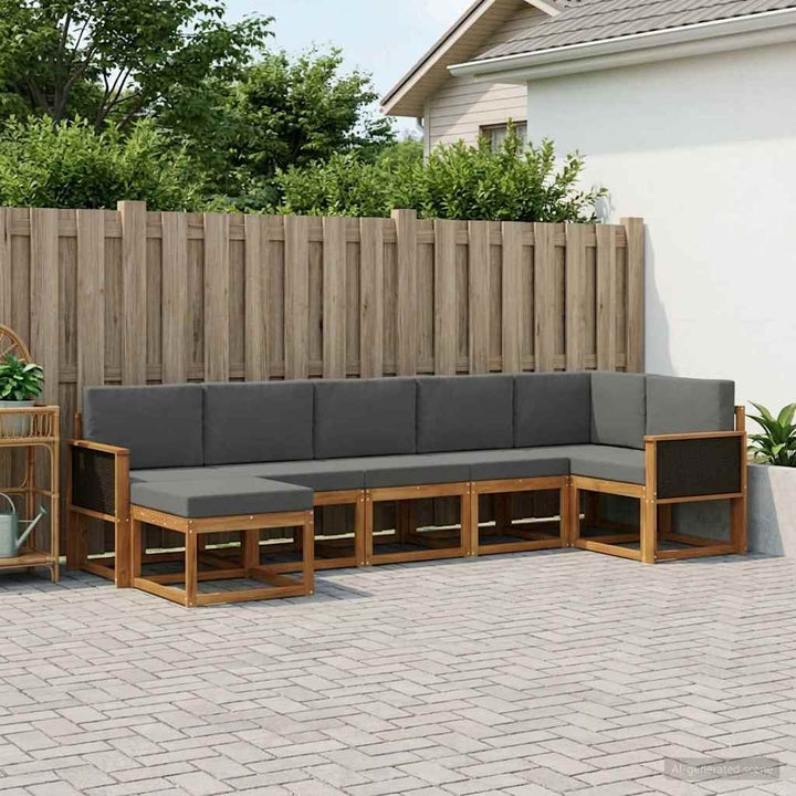 Udendørs sofagruppe 7 pcs Naturlig og Antracit Polyester