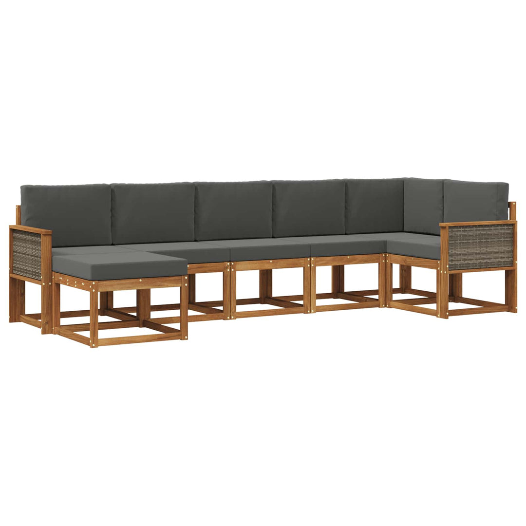 Udendørs sofagruppe 7 pcs Naturlig og Antracit Polyester