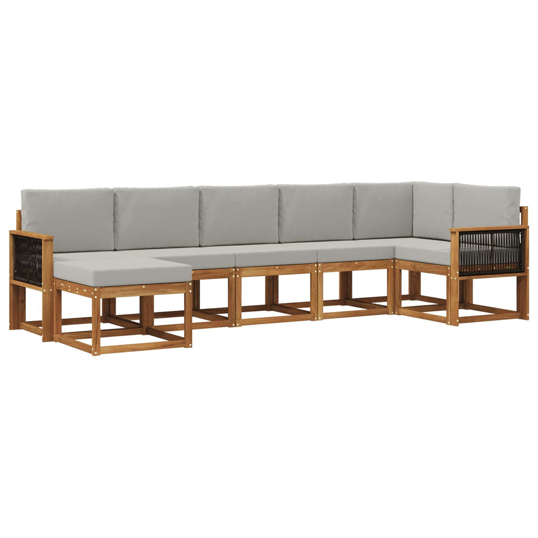 Udendørs sofagruppe 7 pcs Naturfarvet og lysegrå Polyester