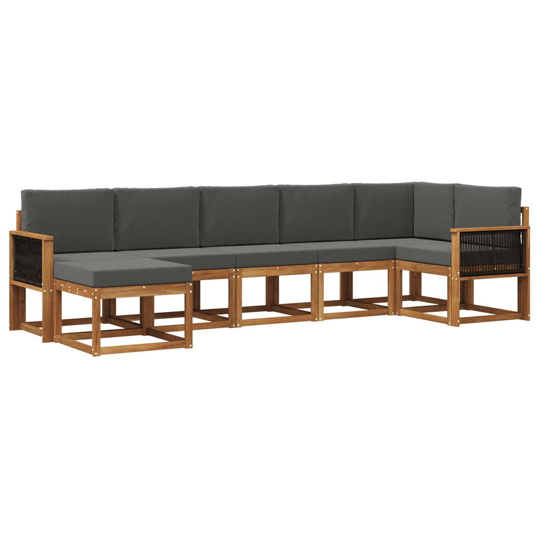 Udendørs sofagruppe 7 pcs Naturlig og Antracit Polyester