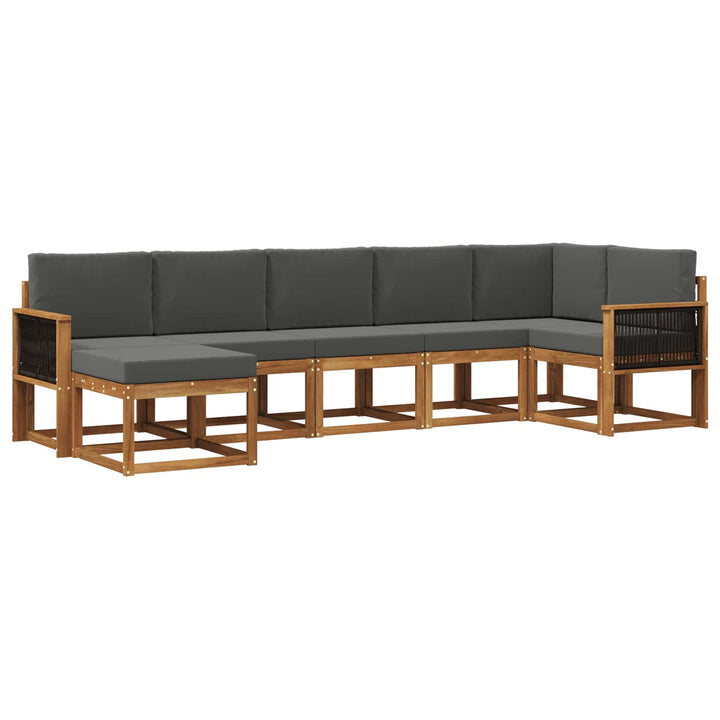 Udendørs sofagruppe 7 pcs Naturlig og Antracit Polyester