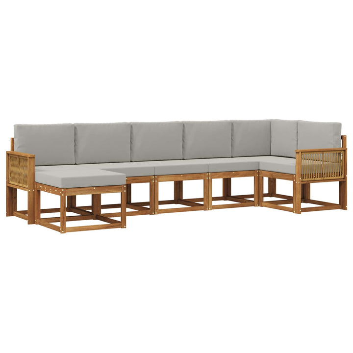 Udendørs sofagruppe 7 pcs Naturfarvet og lysegrå Polyester