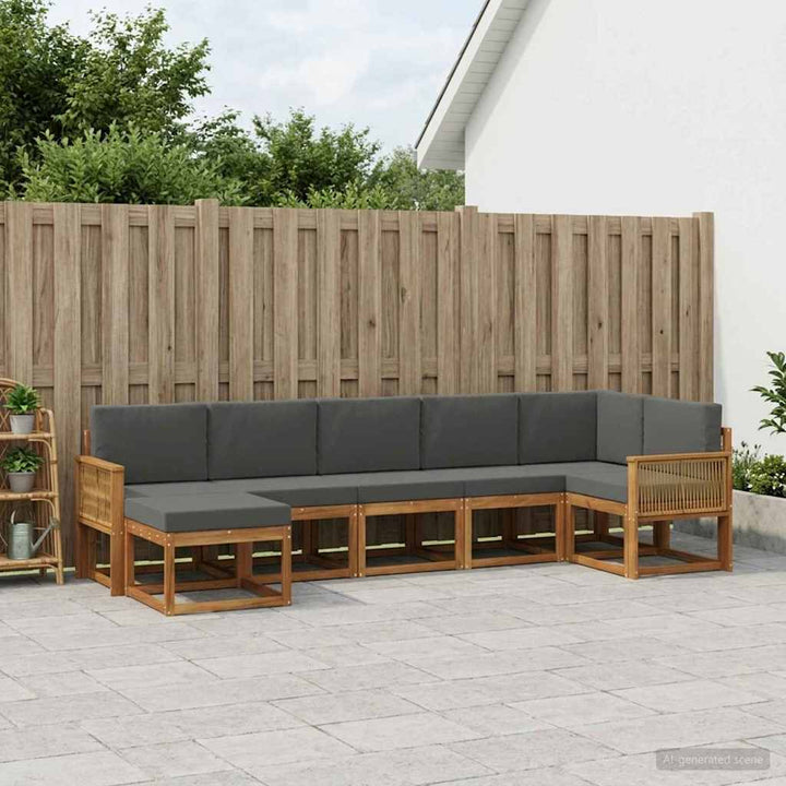 Udendørs sofagruppe 7 pcs Naturlig og Antracit Polyester
