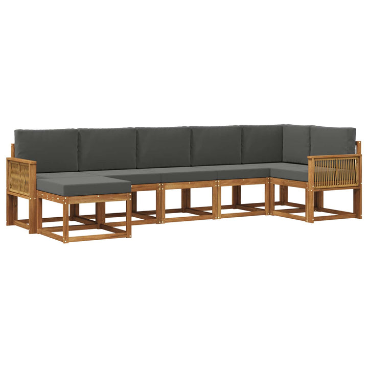 Udendørs sofagruppe 7 pcs Naturlig og Antracit Polyester