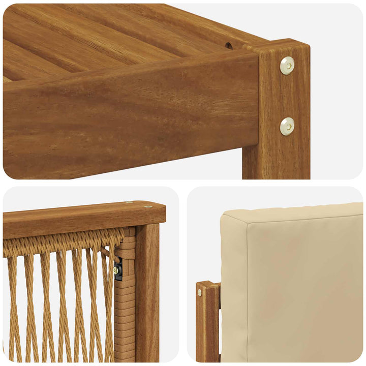Udendørs sofagruppe med pude 7 pcs Naturlig og Beige Polyester