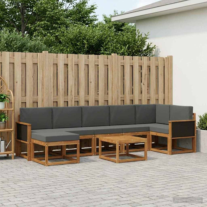 Udendørs sofagruppe 8 pcs Naturlig og Antracit Polyester