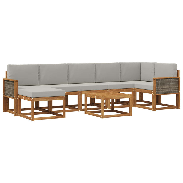 Udendørs sofagruppe 8 pcs Naturfarvet og lysegrå Polyester