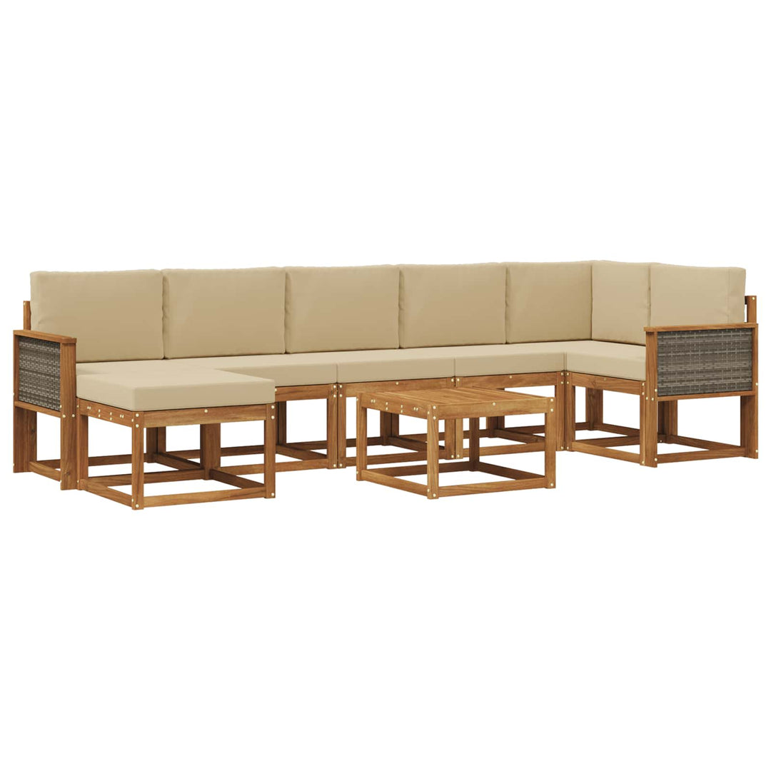 Udendørs sofagruppe med pude 8 pcs Naturlig og Beige Polyester