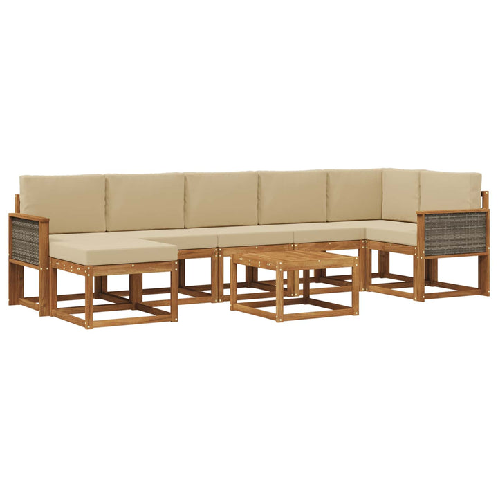 Udendørs sofagruppe med pude 8 pcs Naturlig og Beige Polyester
