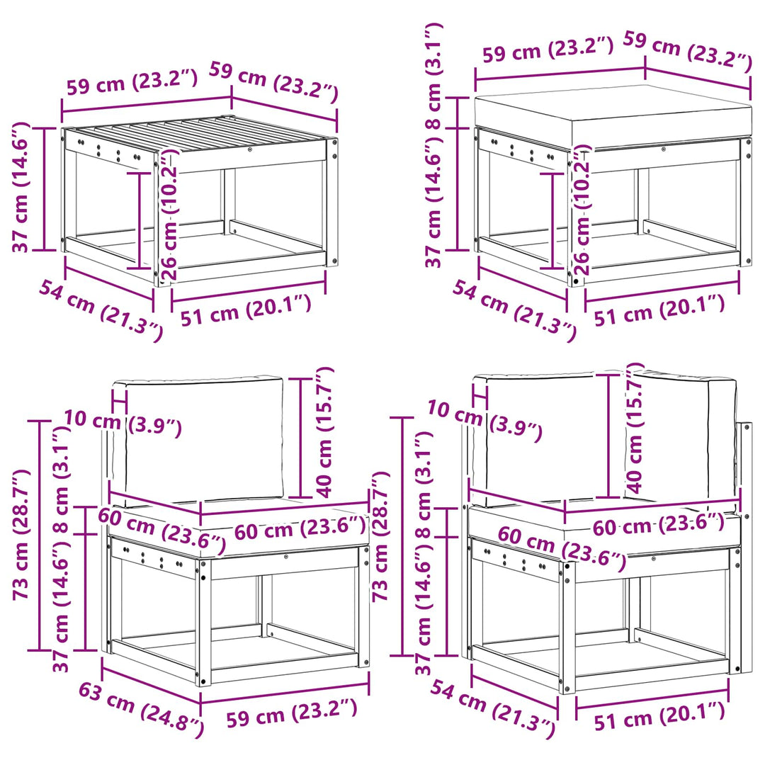 Udendørs sofagruppe med pude 8 pcs Naturlig og Beige Polyester