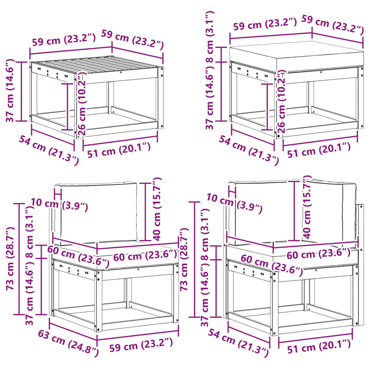 Udendørs sofagruppe med pude 8 pcs Naturlig og Beige Polyester
