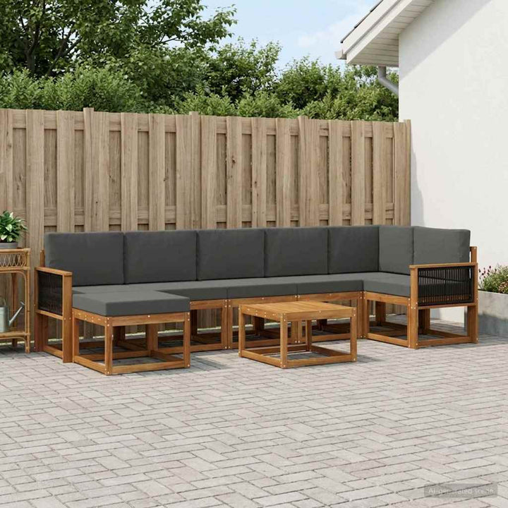 Udendørs sofagruppe 8 pcs Naturlig og Antracit Polyester