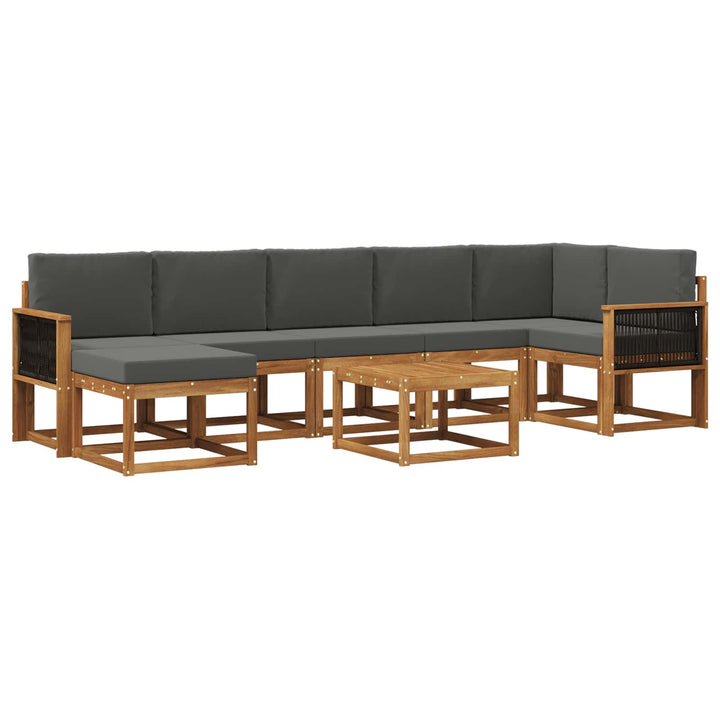 Udendørs sofagruppe 8 pcs Naturlig og Antracit Polyester